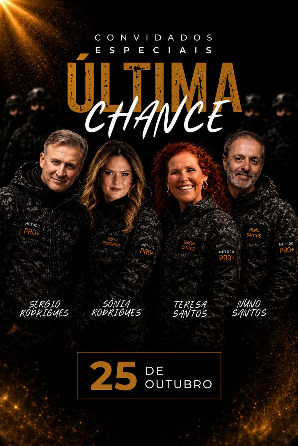 Cartaz oficial do Última Chance com Sérgio Rodrigues, Sónia Rodrigues, Teresa Santos e Nuno Santos